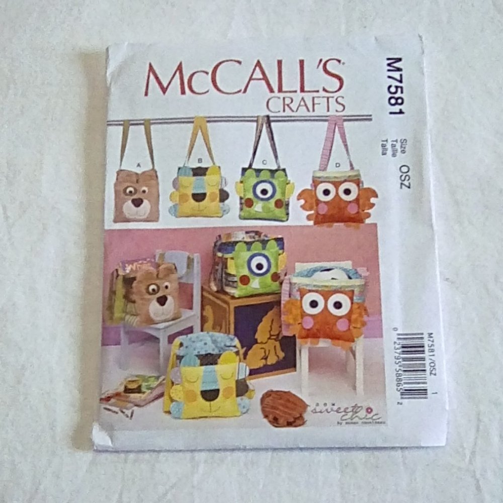 McCall's Crafts M7581 Fun Organizer Totes, New